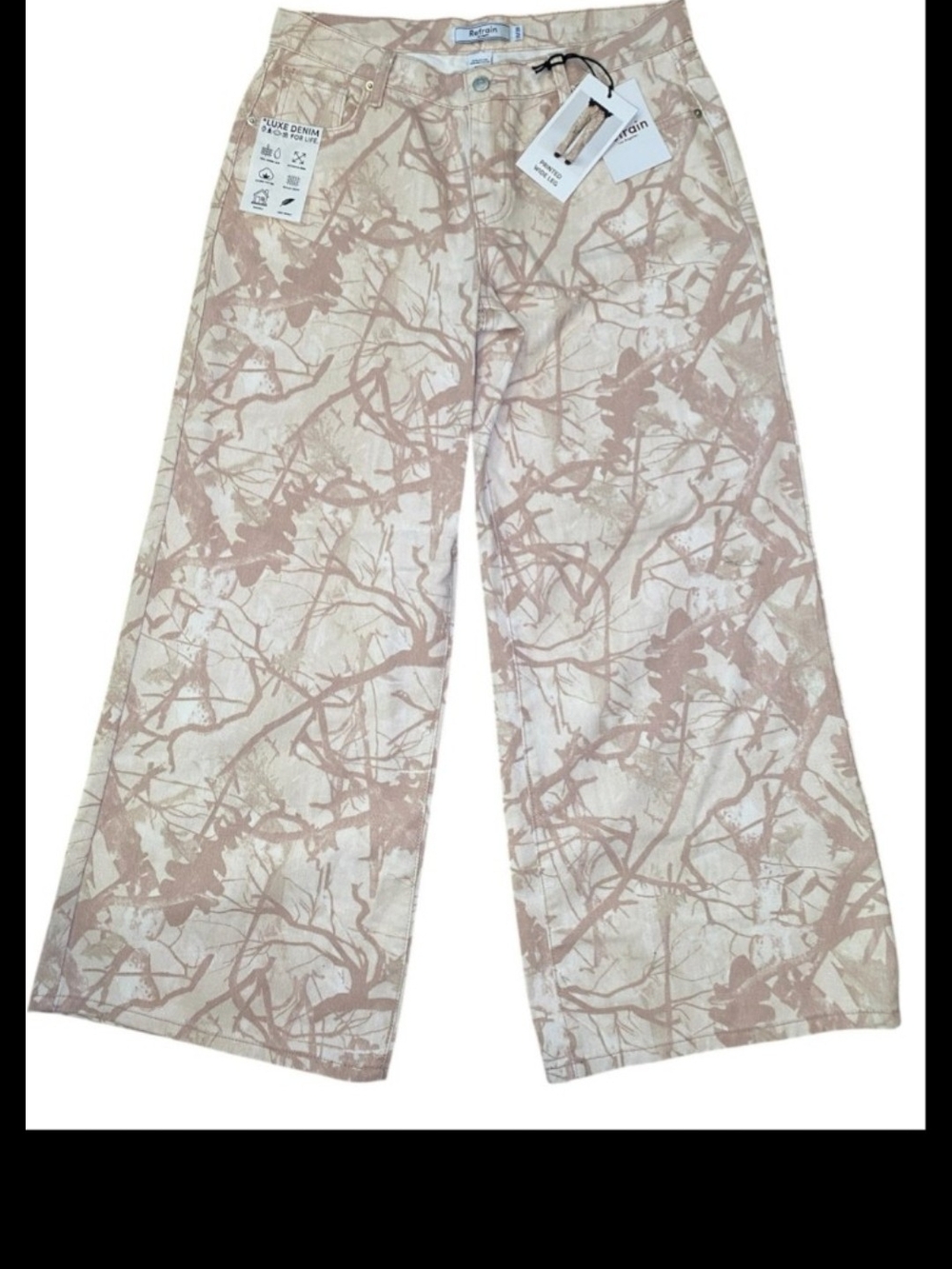 Wide Leg Printed Pants in Beige and Light Brown